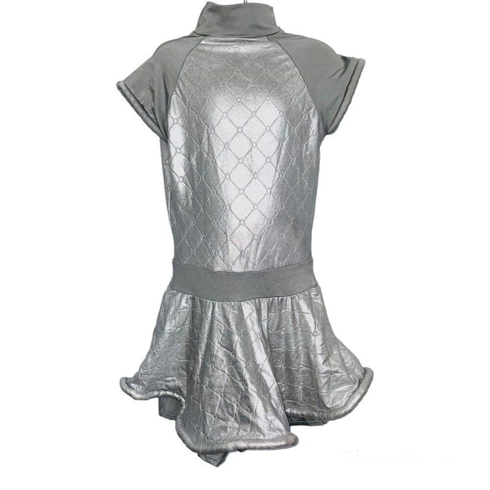 Algy Dance Costume Girls L Silver Dress Boot Top Ballet Jazz Hip Hop 3 pc